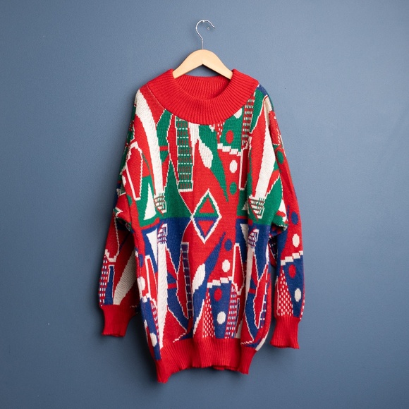 VINTAGE Geometric sweater - Picture 1 of 3